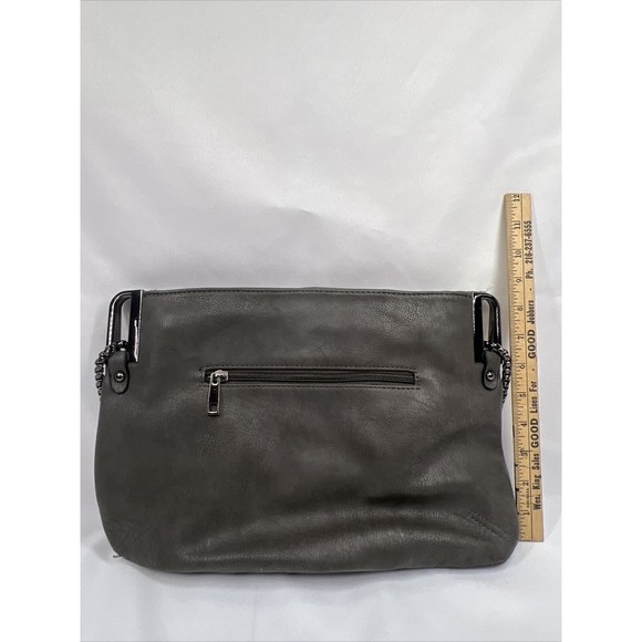 Charming Charlie Off Black Grey Purse Shoulder Bag Chain Strap Double Zippers - Picture 4 of 8